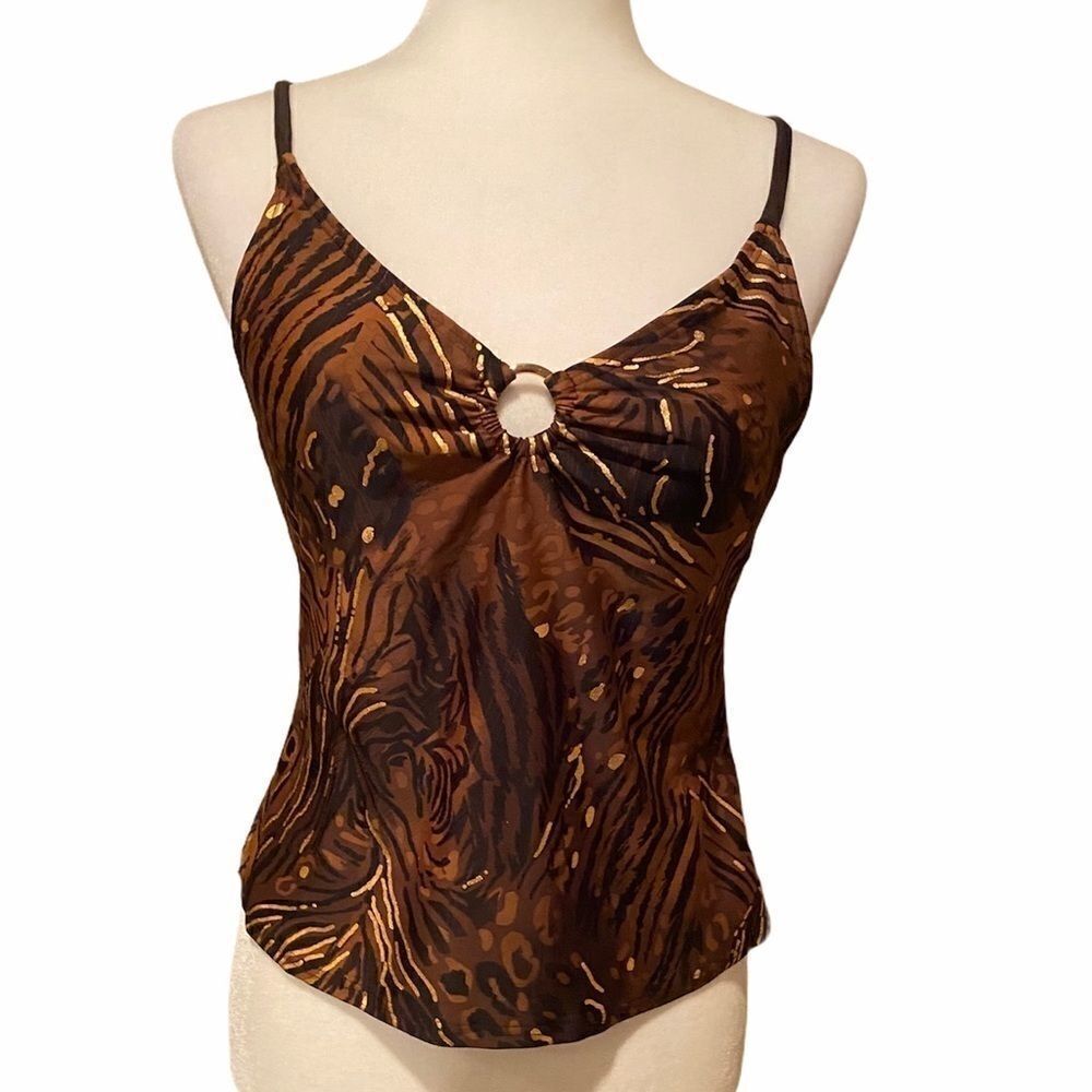 Beach Native Brown/Black Printed Tankini Sz 8